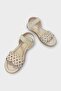 Women's Single Strap Rubber Detailed Laser Cut Summer Sandals Cream - 2