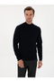 Navy Blue Slim Fit Wool Blend Half Fisherman Basic Knitwear Sweater 50315296-Vr033 - 3