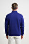 Men's Half Zipper Casual Cobalt Blue Sweatshirt - 3