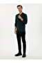 Dark Green Regular Fit Wool Blend Zippered Polo Neck Knitwear Sweater 50311854-Vr079 - 4