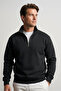 Men's Half Zipper Loose Black Sweatshirt - 4