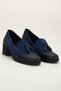 Women's genuine leather tassel detailed stylish shoe - navy blue - 4