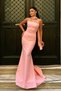 Atlas Fabric Strapless Evening Dress with Shawl Detail - Pink