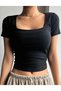 Women's 3-Pack Ribbed Camisole Body-Hugging Square Neck Crop T-Shirt - 7