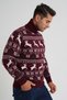 Trist Star Men's Burgundy Full Fishman Collar Jacquard Deer Wool Christmas Sweater Trist-5361 - 2