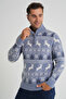 Trist Star Men's Aviator Short Zip-Up Standing Collar Jacquard Deer Wool Christmas Sweater Trist-5362 - 5
