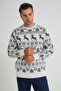 Trist Star Men's Bone Necklace Jacquard Deer Wool Christmas Sweater Trist-5360 - 4