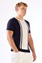 Men's slim fit crew neck navy blue knit t-shirt - 2