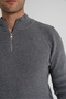 Men's Gray Short Zip-Up Standing Collar Selanik Knitted Wool Sweater Trist-5358 - 6