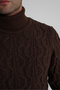 Men's Brown Fisherman Hair Braided Wool Sweater Trist-5354 - 6