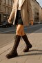 Bany Brown Lace-Up Side Zipper Casual Women's Boots