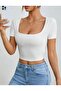 Women's 3-Pack Ribbed Camisole Body-Hugging Square Neck Crop T-Shirt - 3