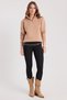 Women's Relax Fit Comfortable Cut Cotton Fleece Inside Half Zipper Stone Color Stand Collar Sweatshirt - 5