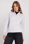 Women's Relax Fit Comfortable Cut Cotton Fleece Lined Half Zipper Gray Stand Collar Sweatshirt - 2
