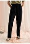 Women's Black Color Elastic Waist Sweatpants - 3
