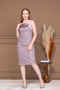 Sequin and Satin Detailed Pencil Long Dress - Lila - 5