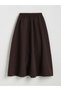 Alita City Lcw Modest Brown Plain Midi Women's Skirt with a Difference - 6