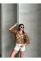 Women's Knitted Detailed Perforated Summer Top (Ecru / Brown / Black) - 6
