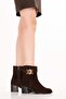 Genuine Leather Medium Heeled Simple Casual Boots Betty Brown Suede - 5