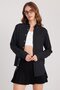 Women's Slim Fit Buttoned Collar Winter Wool Viscose Plain Black Shirt