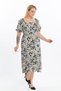 Apsen Women's Beige Square Neck Front Slit Sleeve Detailed Embroidered Viscon Dress 4507-125 - 8