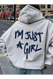 سويت شيرت بقلنسوة مطبوع عليه Just a Girl
