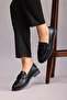 Women's Black Loafer Moccasin Casual Black Color Buckle Casual Shoes - 6