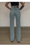 Women's Blue Snow Washed High Waist Stretchy Wide Leg Jeans - 2