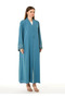 Blue Linen Embroidered Abaya