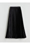 Satin Pleated Skirt with Elastic Waist - 5