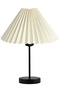 Liora Metal Black Legged Pleated Cream Fabric Nightstand Head Lampshade - 3