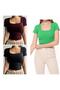 Women's 3-Pack Ribbed Camisole Body-Hugging Square Neck Crop T-Shirt