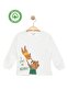 Girls Boys Thin Seasonal 100% Cotton Long Sleeve Teddy Bear Patterned Unisex Ecru T-Shirt - 2