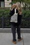Women's Black Mosaic Knitted Tote Shoulder Bag - 3