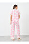 Heart Striped Print Shirt and Pyjama Set - 4