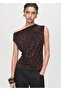 Asymmetrical Neckline Leopard Print Blouse