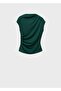 T-Shirt with Asymmetrical Neckline with Gathered Details - 3