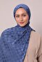 Denim Blue Speckled Patterned Jacquard Capri Shawl - 2