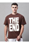 Men Brown Graphic Print Oversized T-Shirt
