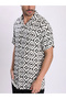 Men White All Over Print Resort Collar Shirt - 4