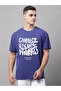 Men Navy Blue Graphic Print Oversized T-Shirt