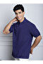 Men Navy Blue Oversized Polo T-Shirt - 3