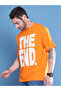 Men Orange Graphic Print Oversized T-Shirt - 3