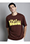 Men Brown Graphic Print Oversized T-Shirt