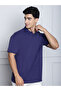 Men Navy Blue Oversized Polo T-Shirt - 4