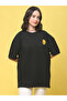 Women Black Oversized Graphic Print T-Shirt