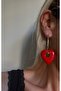Imported Red Heart Hoop Earrings - 2