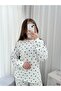 Black Bow Patterned Ecru Waffle Premium Pajama Set - 3