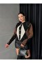 Women's Black Argyle Cardigan - 3