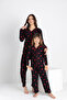 Mother Daughter (Sold Separately) Red Heart Patterned Suede Pajama Set